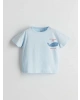 LCW baby Mavi Baskılı Erkek Bebek Şortlu Pijama Takımı