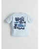 LCW baby Mavi Baskılı Erkek Bebek Şortlu Pijama Takımı