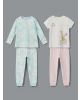 LCW baby Ekru Bisiklet Yaka Çiçekli Kız Bebek Pijama Takım 2li