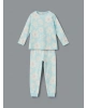 LCW baby Ekru Bisiklet Yaka Çiçekli Kız Bebek Pijama Takım 2li