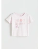LCW baby Pembe Bisiklet Yaka Baskılı Kız Bebek Tişört Ve Şort 2li