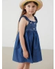 LCW Kids Mavi Çiçekli Kız Çocuk Jean Elbise