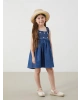 LCW Kids Mavi Çiçekli Kız Çocuk Jean Elbise