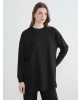 LCW Modest Siyah Bisiklet Yaka Kadın Sweatshirt Tunik