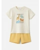 LCW baby Ekru Erkek Bebek Baskılı Tişört Ve Şort