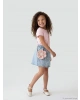 LCW Kids Indigo Çiçek Nakışlı Beli Lastikli Kız Çocuk Jean Etek