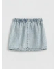 LCW Kids Indigo Çiçek Nakışlı Beli Lastikli Kız Çocuk Jean Etek
