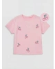 LCW Kids Pembe Fiyonk Baskılı Taşlı Kız Çocuk Tişört