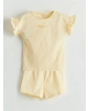 LCW baby Sarı Bisiklet Yaka Kız Bebek Şortlu Pijama Takımı