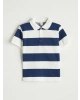 LCW Kids Indigo Polo Yaka Çizgili Erkek Çocuk Tişört
