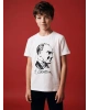 LCW Kids Ekru Bisiklet Yaka Atatürk Baskılı Erkek Çocuk Tişört