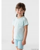 LCW Kids Turkuaz Bisiklet Yaka Nakışlı Kız Çocuk Tişört