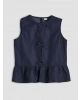 LCW Kids Lacivert Fiyonk Detaylı Fırfırlı Kız Çocuk Jean Bluz