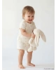 LCW baby Ekru Çiçek Desenli Kız Bebek Şort Ve Tişört