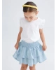 LCW Kids Beyaz Bisiklet Yaka Brodeli Penye Kız Çocuk Bluz