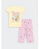 LCW Kids Sarı Bisiklet Yaka Kız Çocuk Kaprili Pijama Takımı