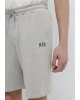 Mavi Logo Baskılı Gri Şort