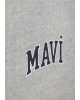 Mavi Logo Baskılı Gri Şort