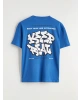 LCW Kids Mavi Slogan Baskılı Erkek Çocuk Tişört