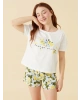 LCW DREAM Mavi Petite Bisiklet Yaka Kadın Şortlu Pijama Takımı