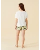 LCW DREAM Mavi Petite Bisiklet Yaka Kadın Şortlu Pijama Takımı