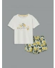 LCW DREAM Mavi Petite Bisiklet Yaka Kadın Şortlu Pijama Takımı