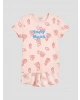 LCW Kids Pembe Bisiklet Yaka Kız Çocuk Şortlu Pijama Takımı