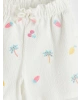 LCW Kids Beyaz Beli Lastikli Nakışlı Kız Çocuk Şort