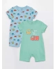 LC Waikiki LCW baby Bisiklet Yaka Baskılı Erkek Bebek Tulum 2li
