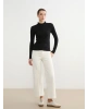 LCW Modest Siyah Fırfırlı Dik Yaka Kadın Body