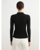 LCW Modest Siyah Fırfırlı Dik Yaka Kadın Body