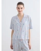 LCW DREAM Ekru Gömlek Yaka Desenli Kadın Pijama Takımı