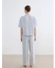 LCW DREAM Ekru Gömlek Yaka Desenli Kadın Pijama Takımı