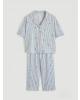 LCW DREAM Ekru Gömlek Yaka Desenli Kadın Pijama Takımı