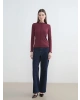 LCW Modest Bordo Fırfırlı Dik Yaka Kadın Body