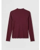 LCW Modest Bordo Fırfırlı Dik Yaka Kadın Body