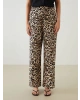 LCWAIKIKI Classic Siyah Beli Lastikli Leopar Desenli Kadın Pantolon