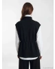 LCW Modest Siyah Dik Yaka Oversize Büzgülü Kadın Yelek
