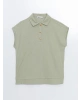 LCW EVERYDAY Yeşil Polo Yaka Dokulu Kadın Tişört