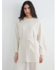 LCW Modest Bej Kuşaklı Soft Touch Kadın Sweatshirt Tunik