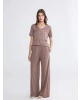 LCWAIKIKI Basic Kahverengi Beli Lastikli Geniş Paça Kadın Pantolon