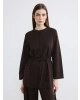 LCW Modest Kahverengi Kuşaklı Soft Touch Kadın Sweatshirt Tunik