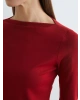 LCW STUDIO Kırmızı Kayık Yaka Fitilli Kadın Body