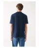Mavi Cepli Lacivert Basic Tişört Loose Fit / Bol Rahat Kesim