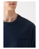 Mavi Cepli Lacivert Basic Tişört Loose Fit / Bol Rahat Kesim