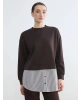 LCW Modest Kahverengi Gömlek Detaylı Kadın Sweatshirt Tunik