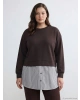 LCW Modest Kahverengi Gömlek Detaylı Kadın Sweatshirt Tunik