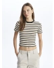LC Waikiki XSIDE Bisiklet Yaka Çizgili Kısa Kollu Kadın Crop