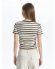 LC Waikiki XSIDE Bisiklet Yaka Çizgili Kısa Kollu Kadın Crop