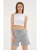 Fashion Friends Rahat Lastikli Şort Gri Melanj